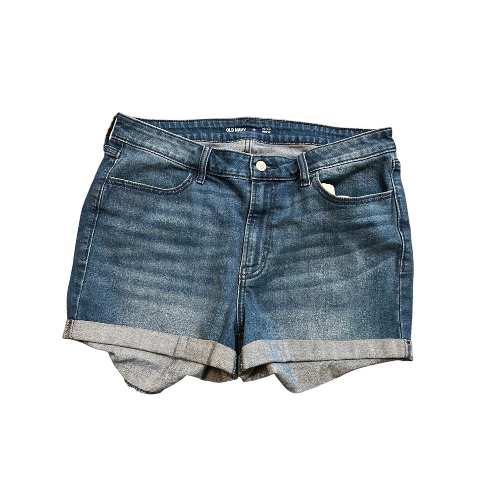 Old Navy Denim Shorts Blue Size 14 High-Rise‎ WOW Cuffed Casual Summer Wear